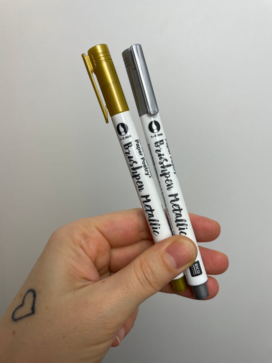 Paper Poetry • Metallic Brushpens gold-silber • 2 Stück