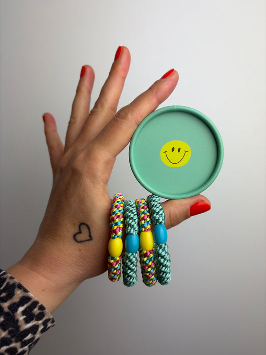 HAARGUMMI 4ER SET IN GESCHENKBOX • MINT GELB