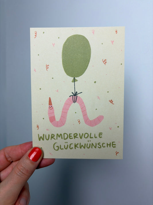 WURMDERVOLLE GLÜCKWÜNSCHE • POSTKARTE