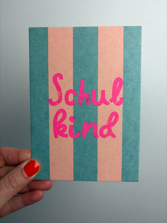 POSTKARTE SCHULKIND • PETROL ROSA NEONPINK