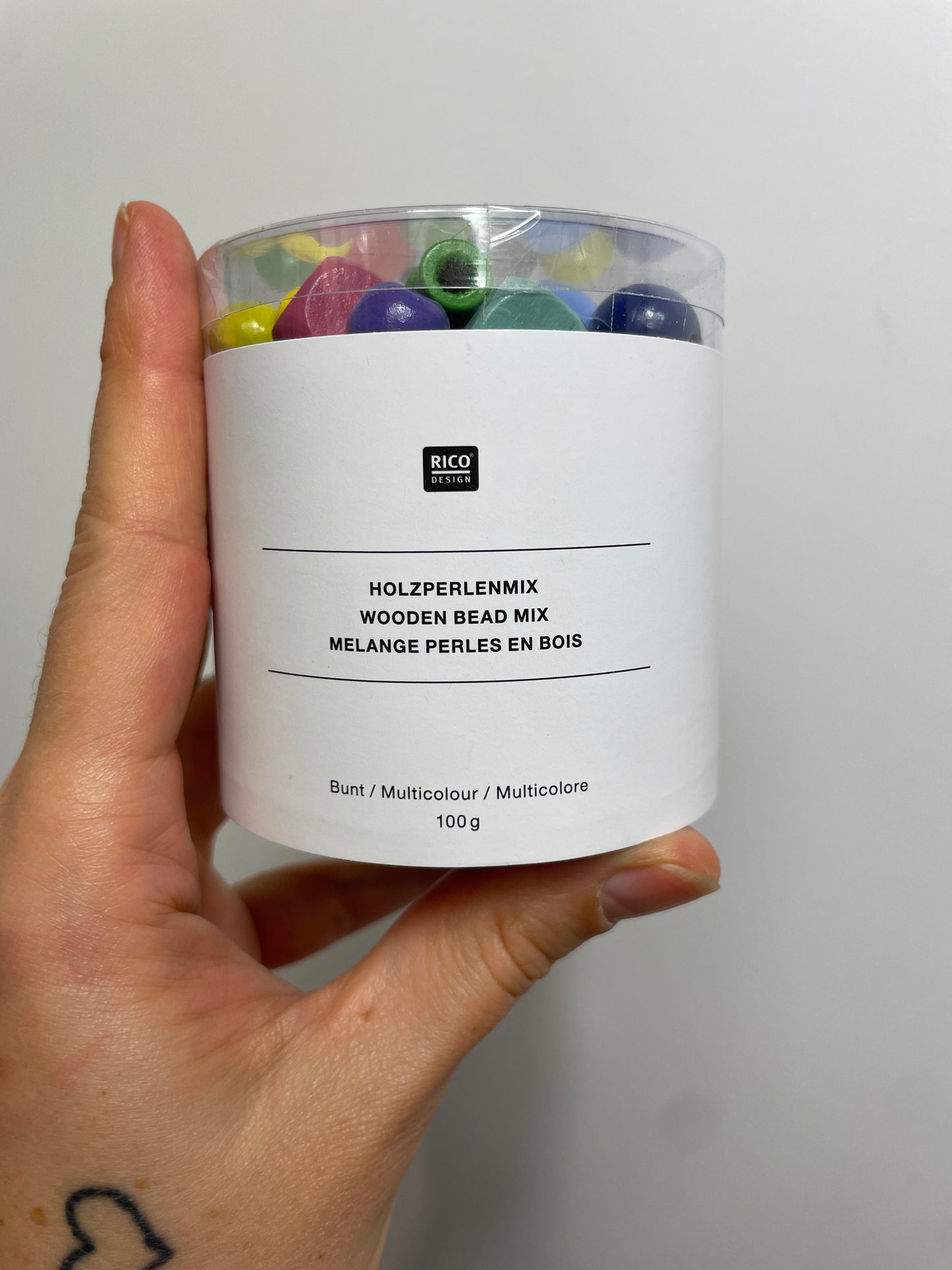 Holzperlenmix bunt 100g