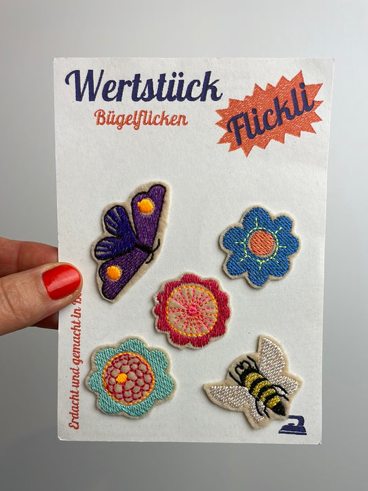 Patches Set • Biene, Schmetterling & Blumen