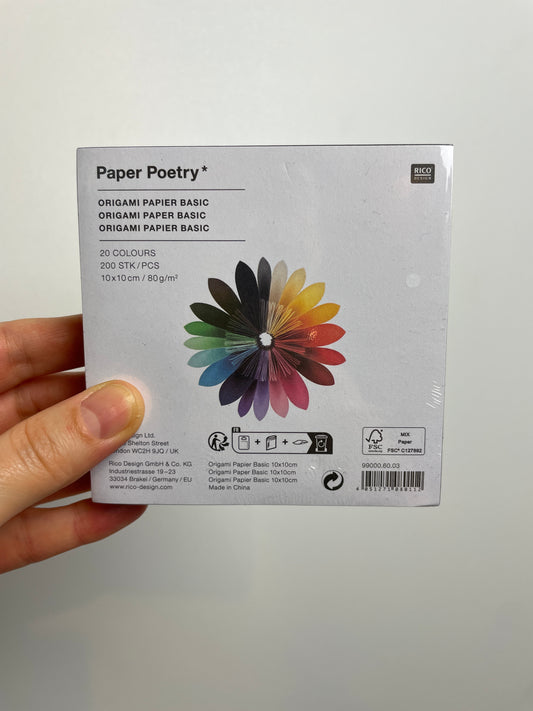 Paper Poetry Origami basic • 10x10cm • 200 Blatt 20 Farben