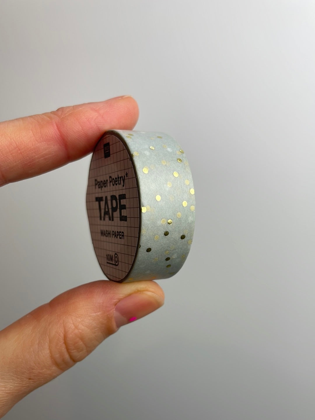 Paper Poetry • Tape Punkte grau-gold 1,5cm 10m