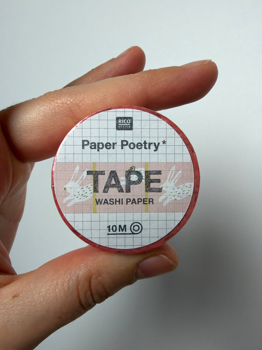 PAPER POETRY • TAPE BUNNY HOP ROSA •  1,5CM 10M