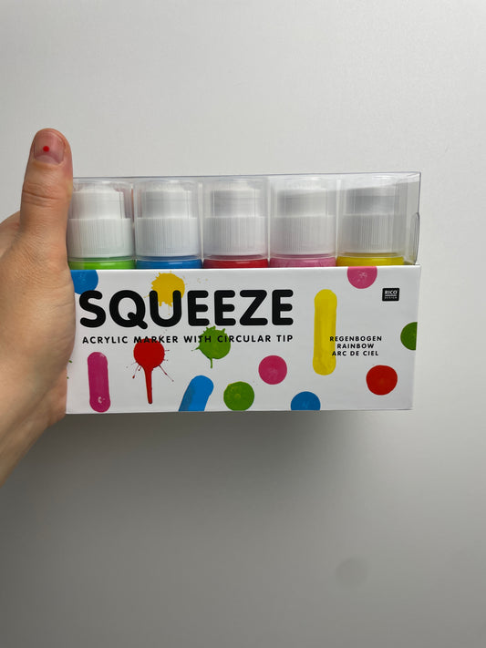 Squeeze Acrylic Marker Set • Rainbow • 5x60ml