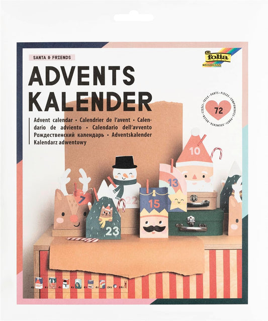 FOLIA • ADVENTSKALENDER SET • SANTA & FRIENDS • 72 TEILE