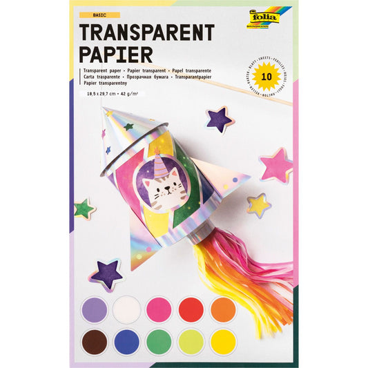 FOLIA • TRANSPARENTPAPIER BASIC •  18,5 x 29,7 CM, 42 g/m², 10 BLATT