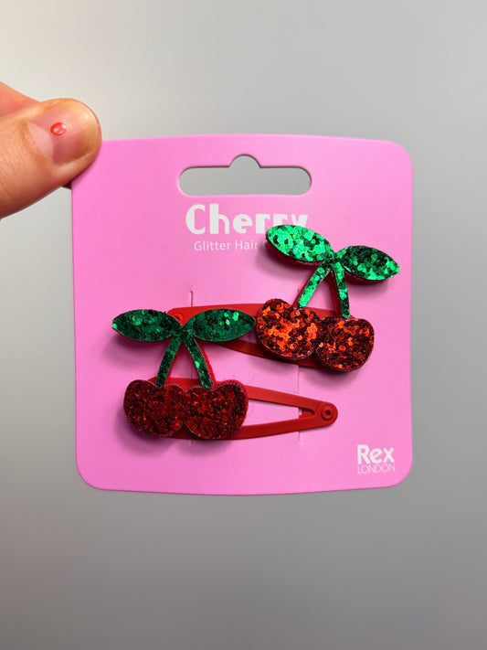 GLITZER HAARSPANGEN • CHERRY • 2ER SET