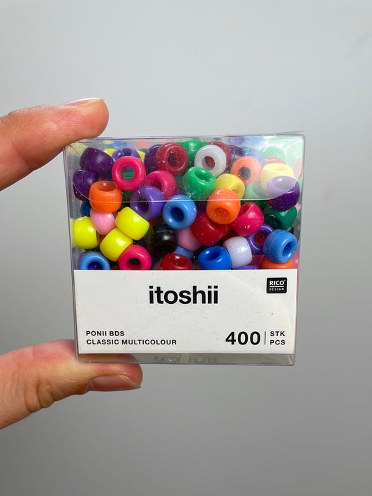 itoshii - Ponii Beads klassik bunt 9x6mm 400 Stück