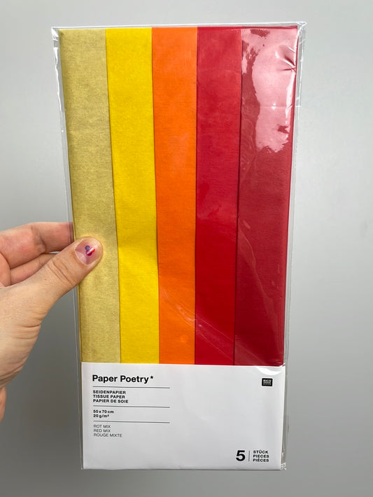Paper Poetry • Seidenpapier rot sortiert 50x70cm 5 Bogen