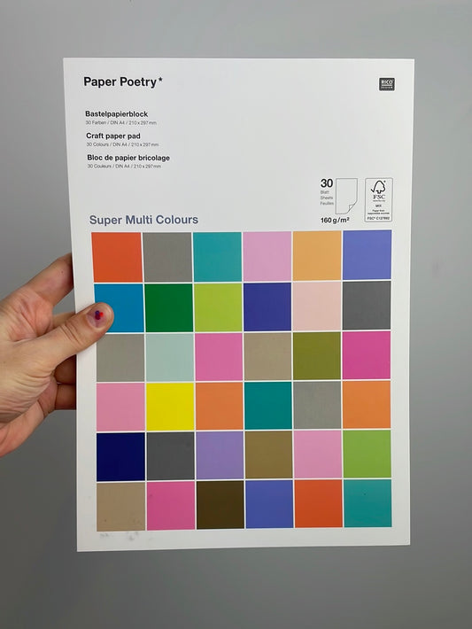 Paper Poetry • Bastelpapierblock Super Colour A4 160g/m² 30 Blatt