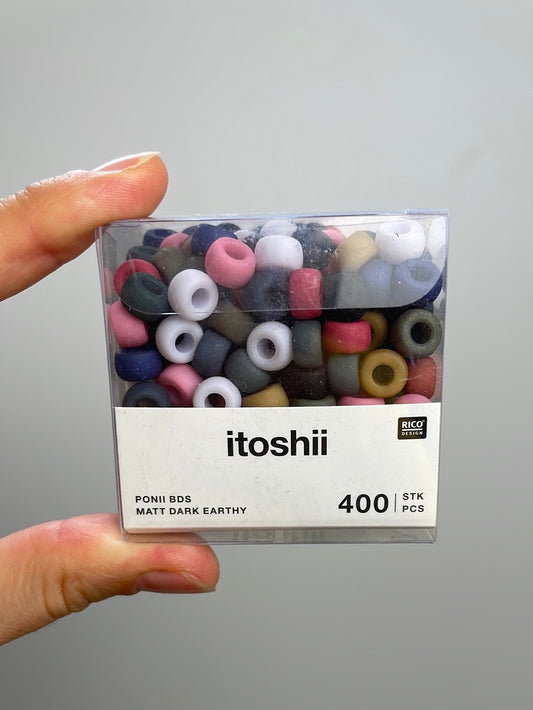 itoshii - Ponii Beads matt Erdfarben dunkel 9x6mm 400 Stück