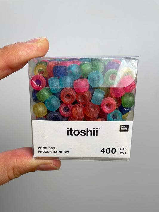 itoshii - Ponii Beads frozen Regenbogen 9x6mm 400 Stück