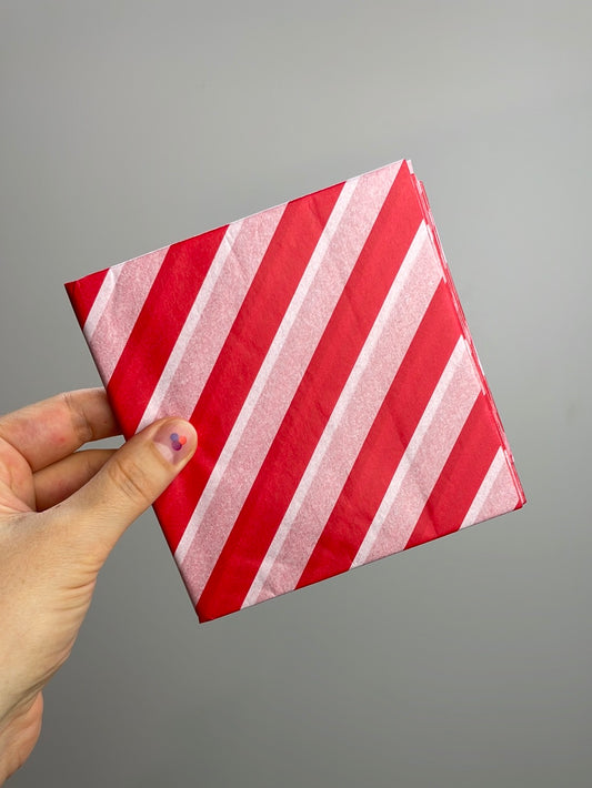 Paper Poetry • Seidenpapier Streifen rot-weiß 50x70cm 5 Bogen